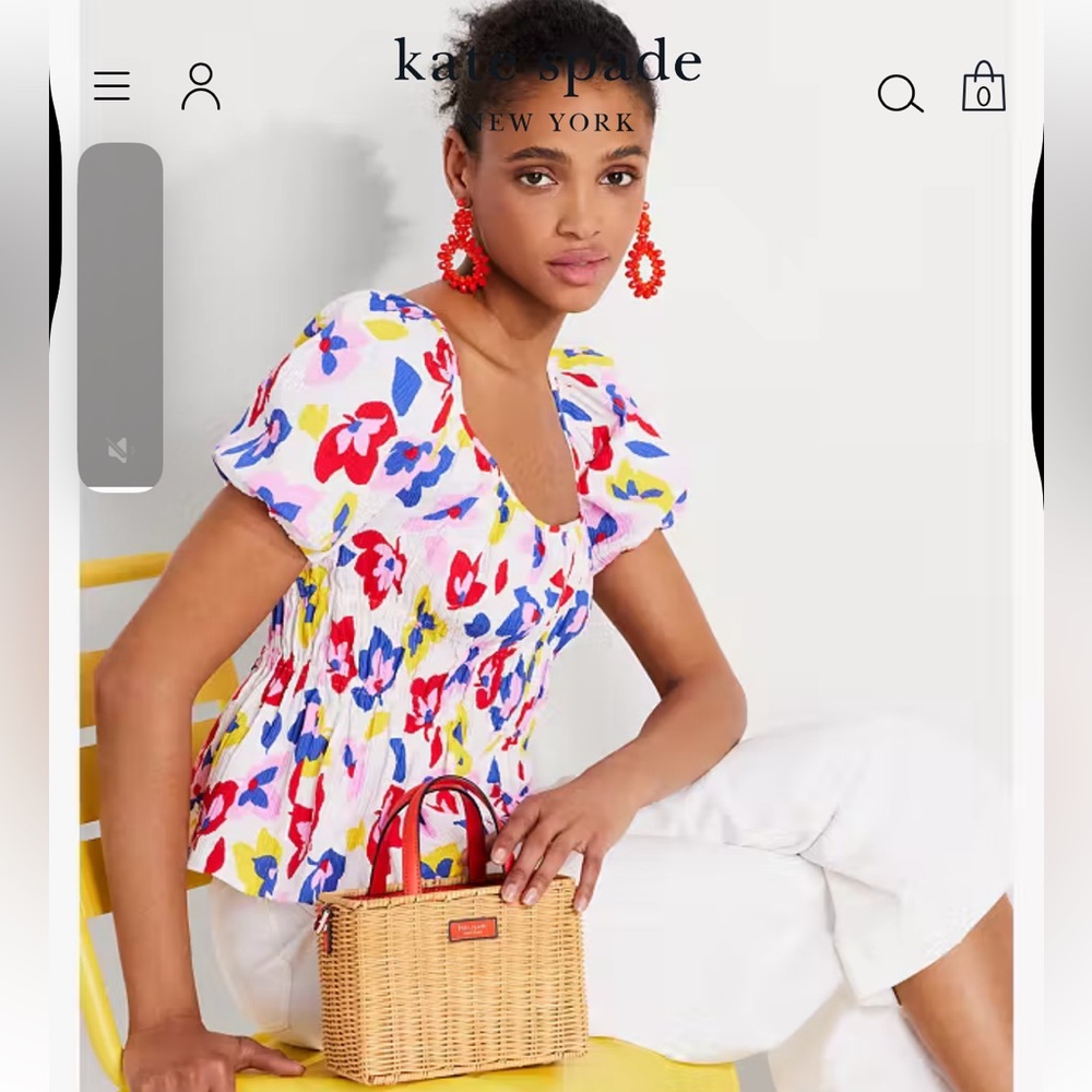 kate spade new york Summer Flowers Riviera Top Size Small EUC